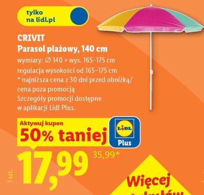 CRIVIT Parasol plażowy, 140 cm