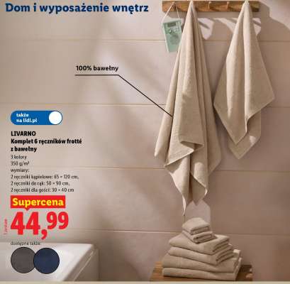 LIVARNO Komplet 6 ręczników frotte z bawełny