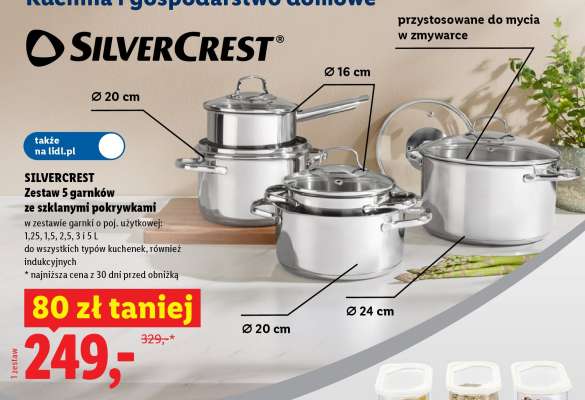 SILVERCREST Zestaw 5 garnków ze szklanymi pokrywkami