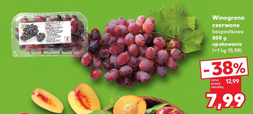 Winogrona czerwone bezpestkowe 500 g opakowanie