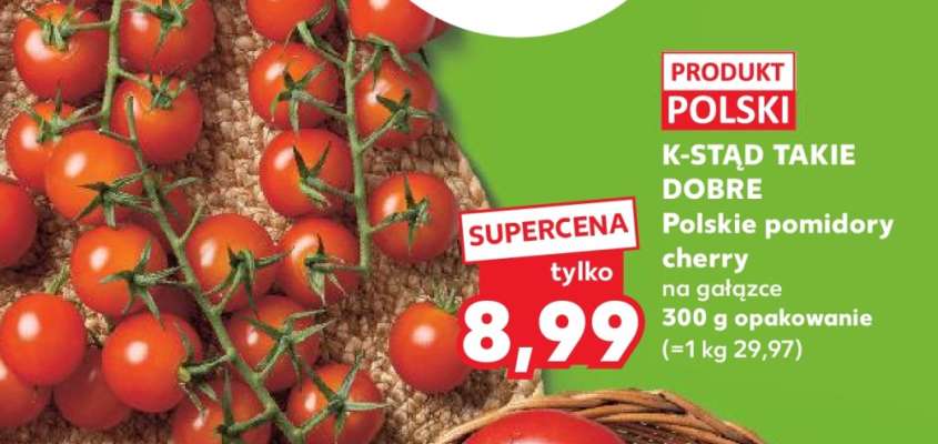 Polskie pomidory Cherry na gałązce
