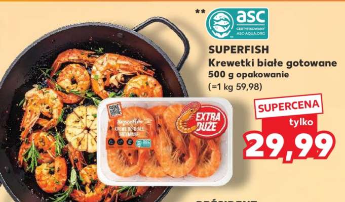SUPERFISH Krewetki białe gotowane 500 g opakowanie