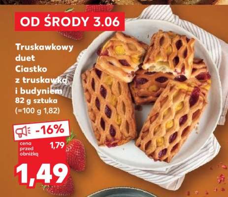 Truskawkowy duet Ciastko z truskawką i budyniem 82 g sztuka