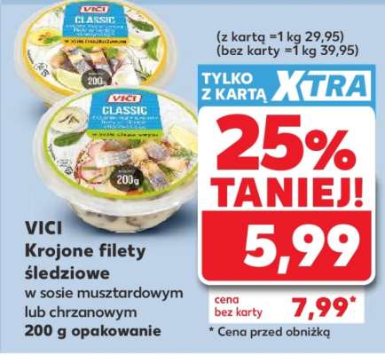 VICI Krojone filety śledziowe w sosie musztardowym lub chrzanowym 200 g opakowanie