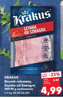 KRAKUS Boczek rolowany, Szynka od SzWagra 100/90 g opakowanie