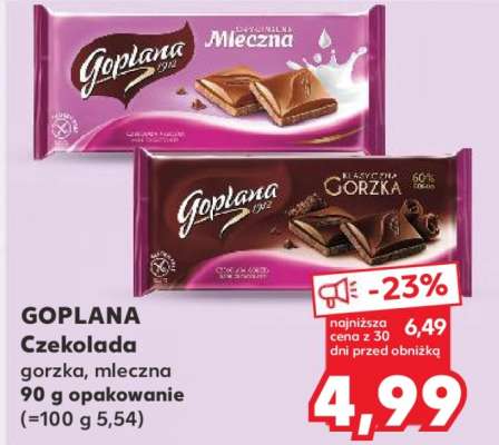 GOPLANA Czekolada gorzka, mleczna