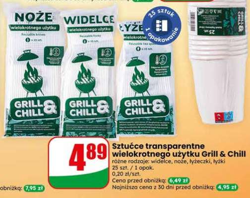 Sztućce transparentne wielokrotnego użytku Grill & Chill