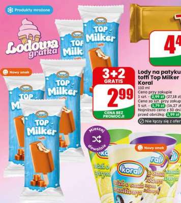 Lody na patyku toffi Top Milker Koral