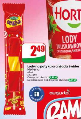 Lody na patyku oranżada świder Hellena