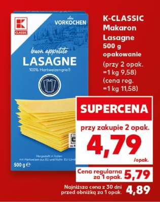 K-CLASSIC Makaron Lasagne 500 g opakowanie