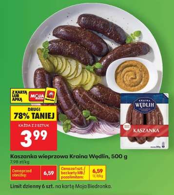 Kaszanka wieprzowa Kraina Wędlin 500 g