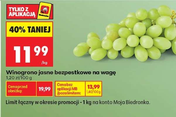 Winogrono jasne bezpestkowe na wagę
