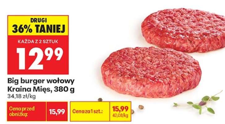 Big burger wołowy Kraina Mięs, 380 g