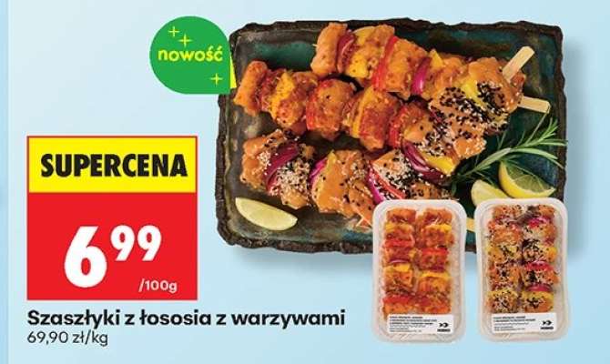 Szaszłyki z łososia z warzywami