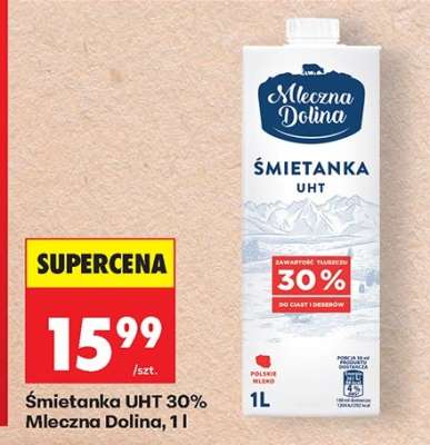 Śmietanka UHT 30% Mleczna Dolina, 1l