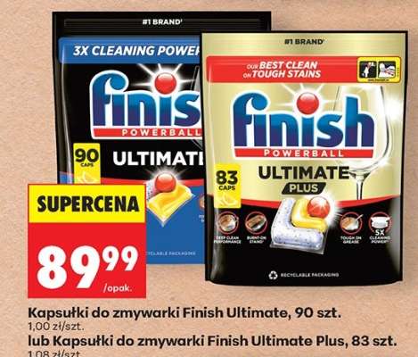 Kapsułki do zmywarki Finish Ultimate, 90 szt. lub Kapsułki do zmywarki Finish Ultimate Plus, 83 szt.