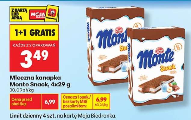 Mleczna kanapka Monte Snack 4x29 g