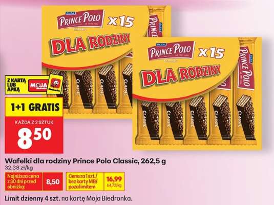 Wafelki dla rodziny Prince Polo Classic 262,5 g