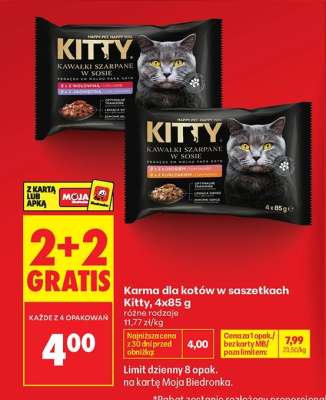Karma dla kotów w saszetkach Kitty, 4x85 g