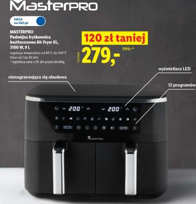 MASTERPRO Podwójna frytkownica beztłuszczowa Air Fryer XL