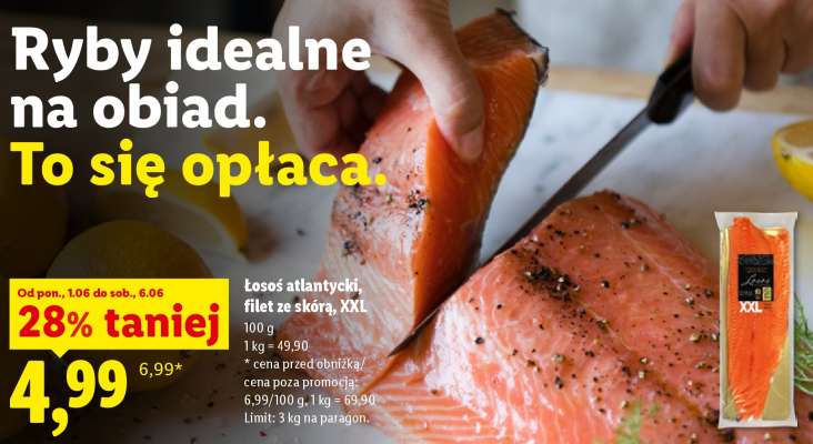 Łosoś atlantycki, filet ze skórą, XXL