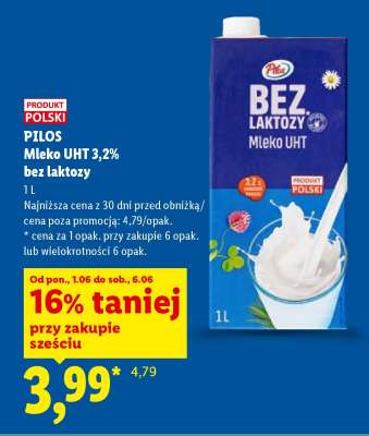 PILOS Mleko UHT 3,2% bez laktozy