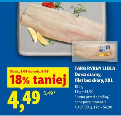 Targ Rybny Lidla Dorsz czarny, filet bez skóry, XXL