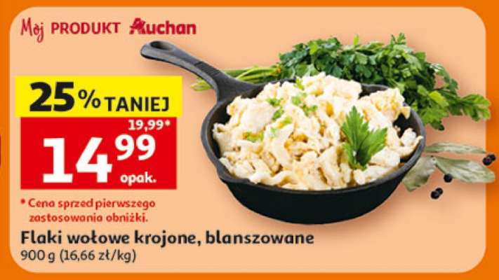 Flaki wołowe krojone, blanszowane