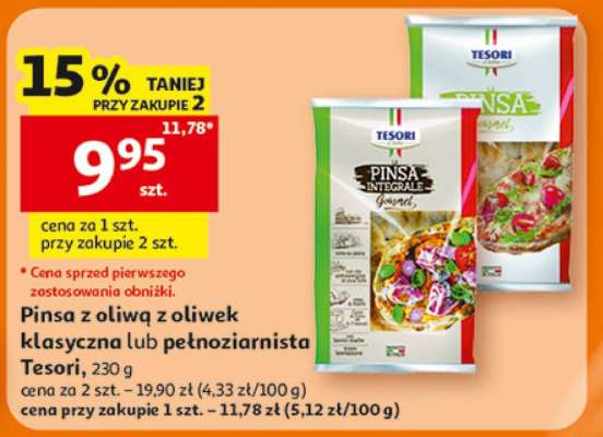 Pinsa z oliwą z oliwek klasyczna lub pełnoziarnista