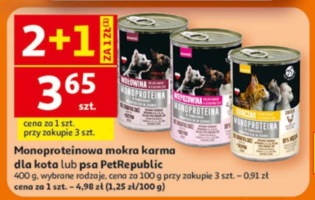 Monoproteinowa mokra karma dla kota lub psa PetRepublic