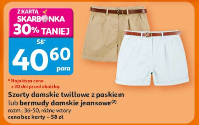 Szorty damskie twillowe z paskiem lub bermudy damskie jeansowe