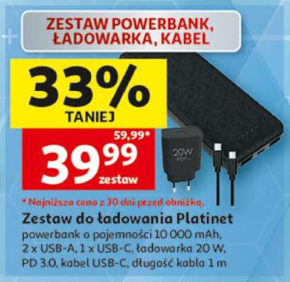 ZESTAW POWERBANK, ŁADOWARKA, KABEL