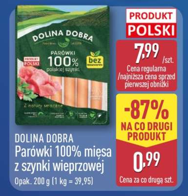 DOLINA DOBRA Parówki 100% mięsa z szynki wieprzowej