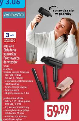 AMBIANO Składana suszarka/Prostownica do włosów