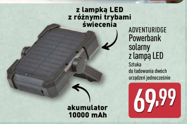 ADVENTURIDGE Powerbank solarny z lampą LED