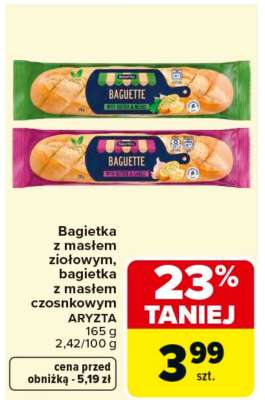 Bagietka z masłem ziołowym, bagietka z masłem czosnkowym
