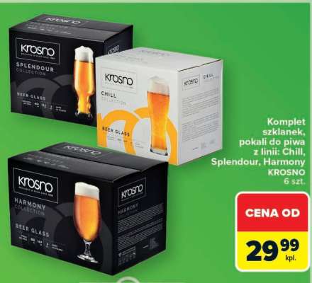 Komplet szklanek, pokali do piwa z linii: Chill, Splendour, Harmony KROSNO