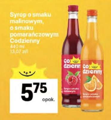 Syrop o smaku malinowym, o smaku pomarańczowym Codzienny
