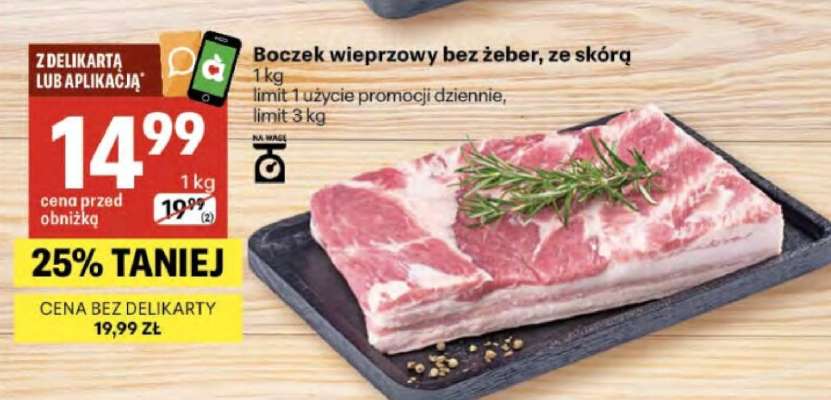 Boczek wieprzowy bez żeber, ze skórą
