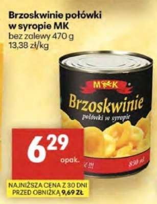 Brzoskwinie połówki w syropie MK
