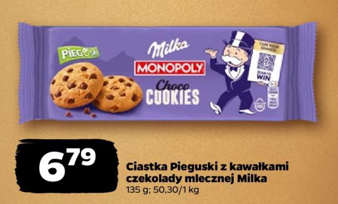 Ciastka Pieguski z kawałkami czekolady mlecznej Milka