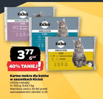 Karma mokra dla kotów w saszetkach Kiciuś