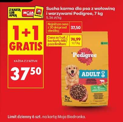 Sucha karma dla psa z wołowiną i warzywami Pedigree, 7 kg