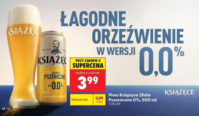 Piwo Książęce Złote Pszeniczne 0%, 500 ml