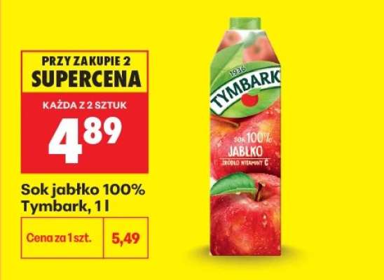 Sok jabłko 100% Tymbark 1l
