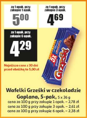 Wafelki Grześki w czekoladzie Goplana, 5-pak