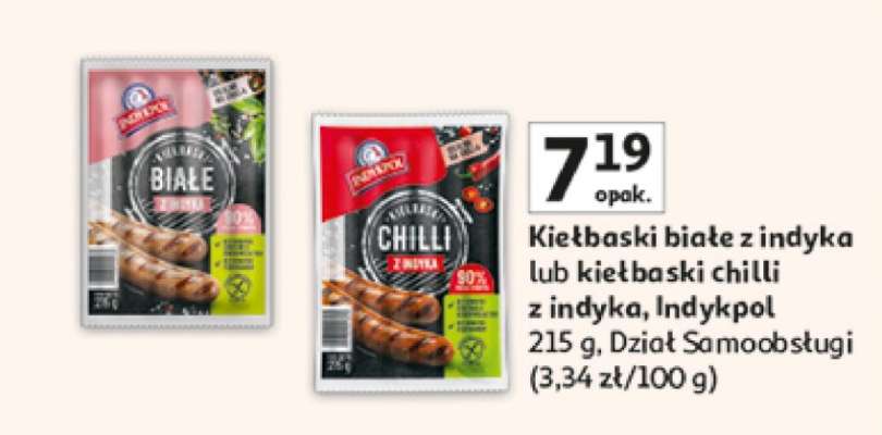 Kiełbaski białe z indyka lub kiełbaski chilli z indyka, Indykpol