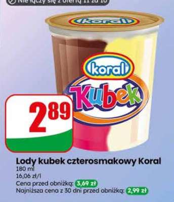 Lody kubek czterosmakowy Koral