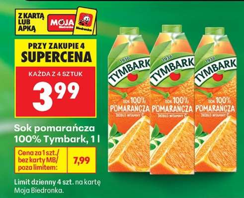 Sok pomarańcza 100% Tymbark, 1l