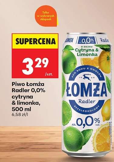 Piwo Łomża Radler 0,0% cytryna & limonka, 500 ml
